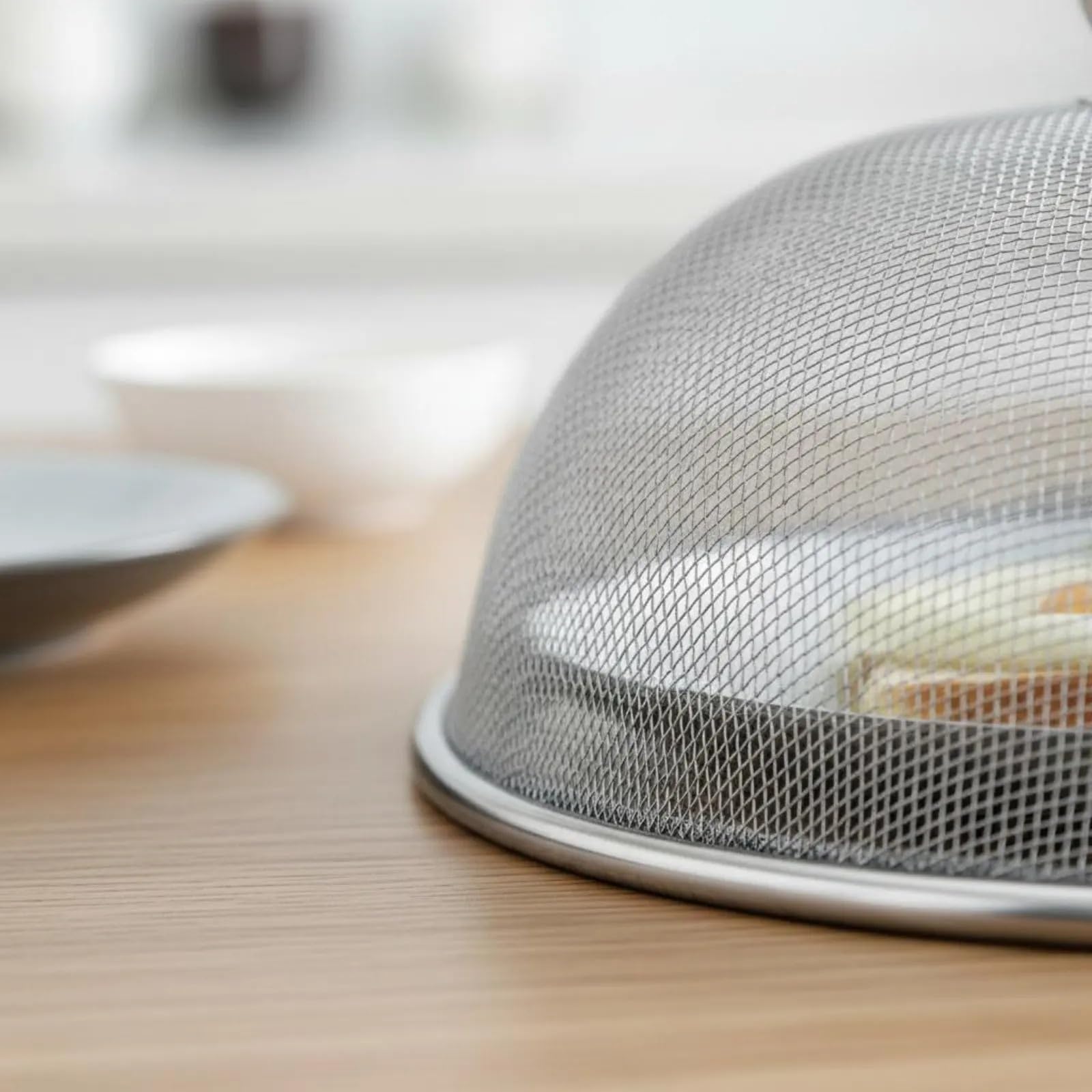 Coperture per alimenti a rete metallica Copertura for alimenti in rete di acciaio inossidabile rotonda for tavolo da pranzo for cibo in con maniglia a cupola Design leggero for buffet | 35CM