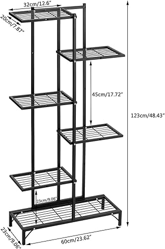 Miniatura 2 de DOEWORKS Soporte para plantas de metal negro de 6 niveles, estante de exhibición de plantas, estante de esquina para patio, soporte para macetas