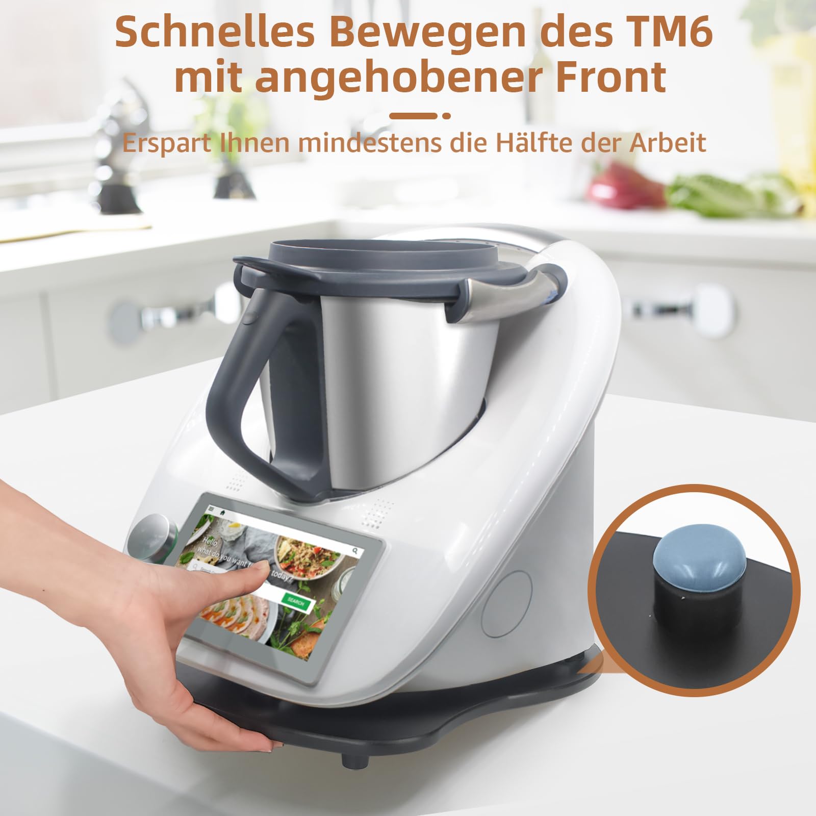 Tavola Scorrevole Per Bimby TM6 TM5 – Accessorio Nero Opaco, Base Antiscivolo Per Thermomix