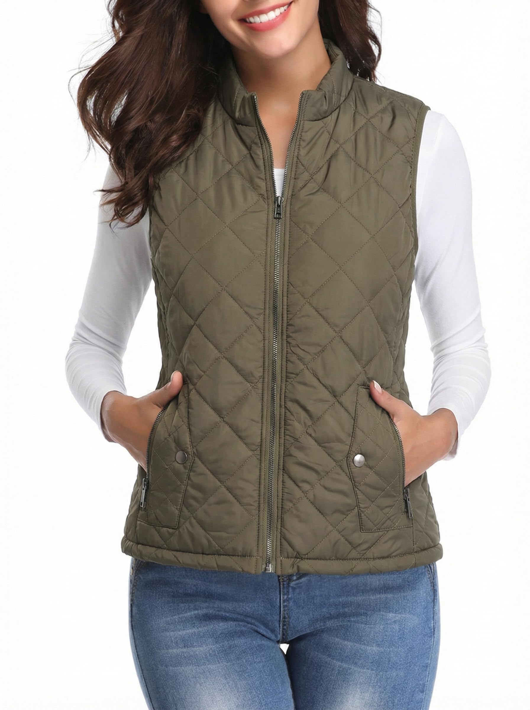 Olive lightweight quilted vest