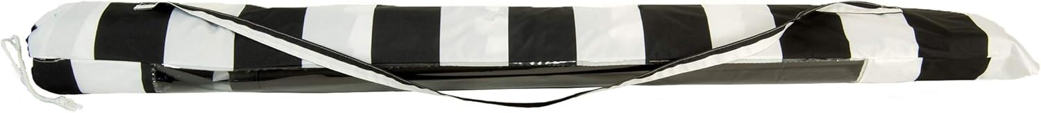 Heininger DestinationGear Deluxe 8 ft Black and White Stripe Patio and Beach Umbrella