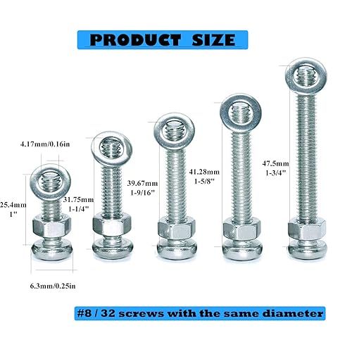 Miniatura 8 de 120 tornillos de máquina 832 perillastornillos de tracción, tuercas de perno, arandelas planas, kit surtido de acero al carbono, galvanizado,