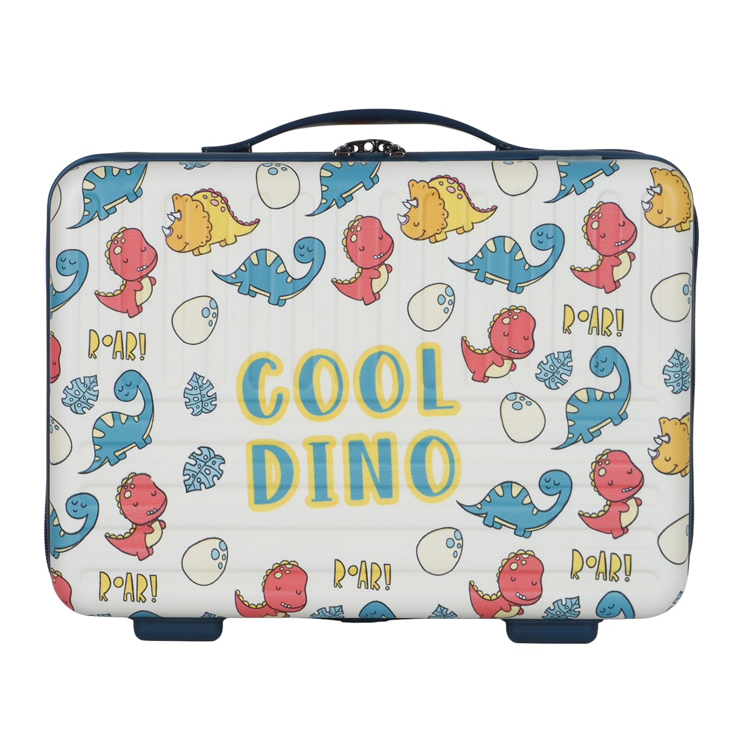 15L Dino Kids Hard Vanity Bag | Unbreakable Polycarbonate Travel Organizer for Toys, Makeup & Accessories | Lightweight Hand Carry Storage Box with Straps & Zipper Closure - Cream-image-9