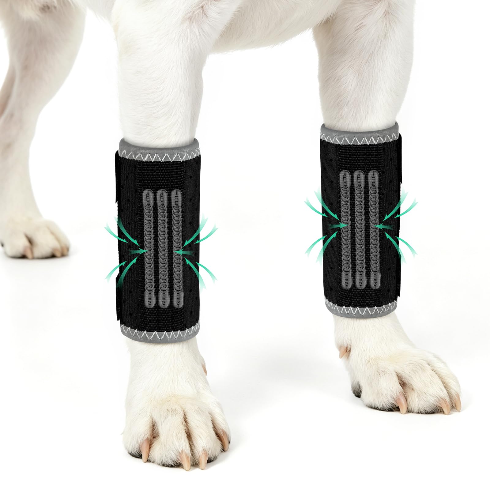 OHCOZZY Dog Rear Leg Brace 2Packs with 3Metal Splints, Leg Splint Provides Wrist Carpal Support and Against Lick, Wound and sprain healing leg wrap protective sleeve,L
