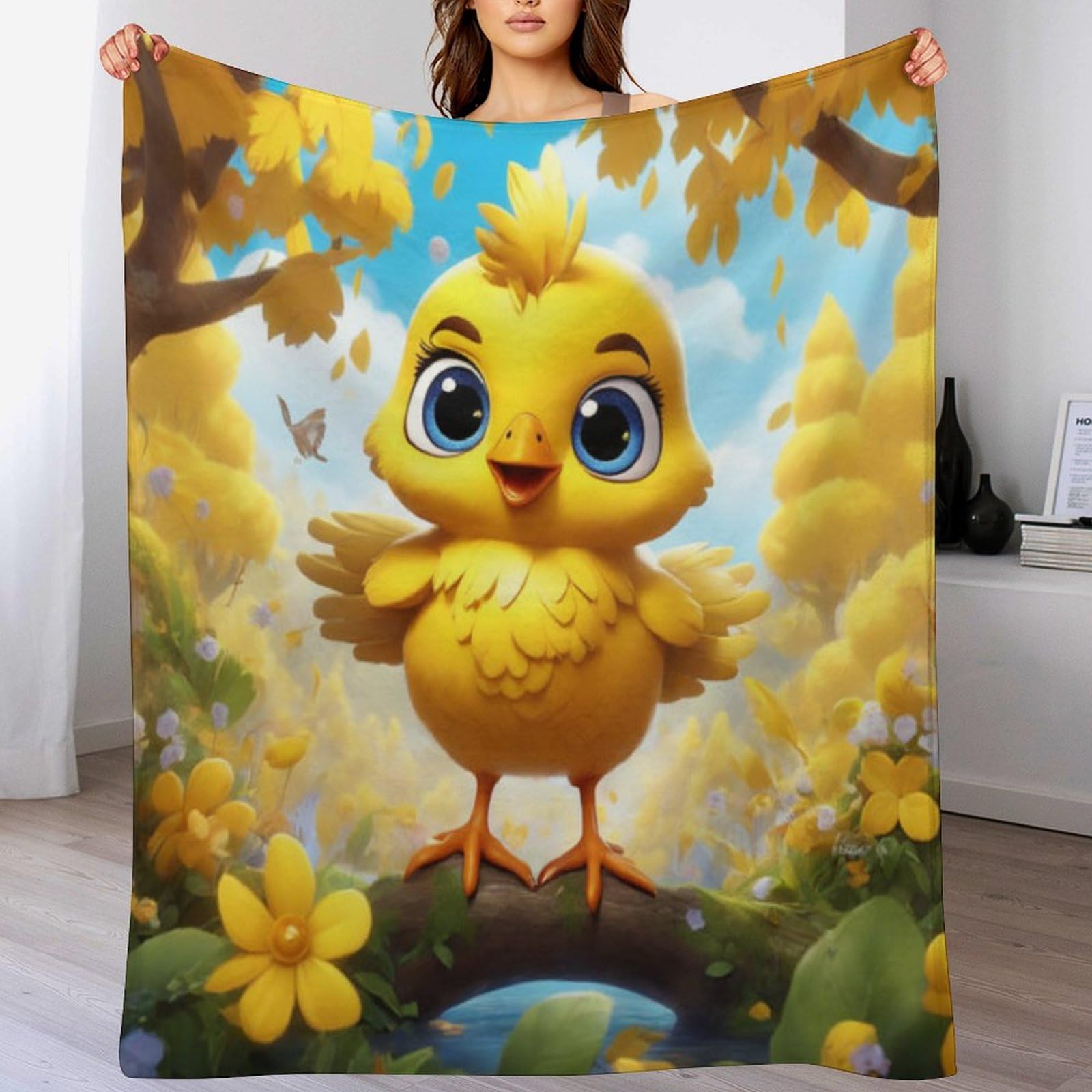Couverture poulet en flannel douce pour lit et canapé de 130x180cm