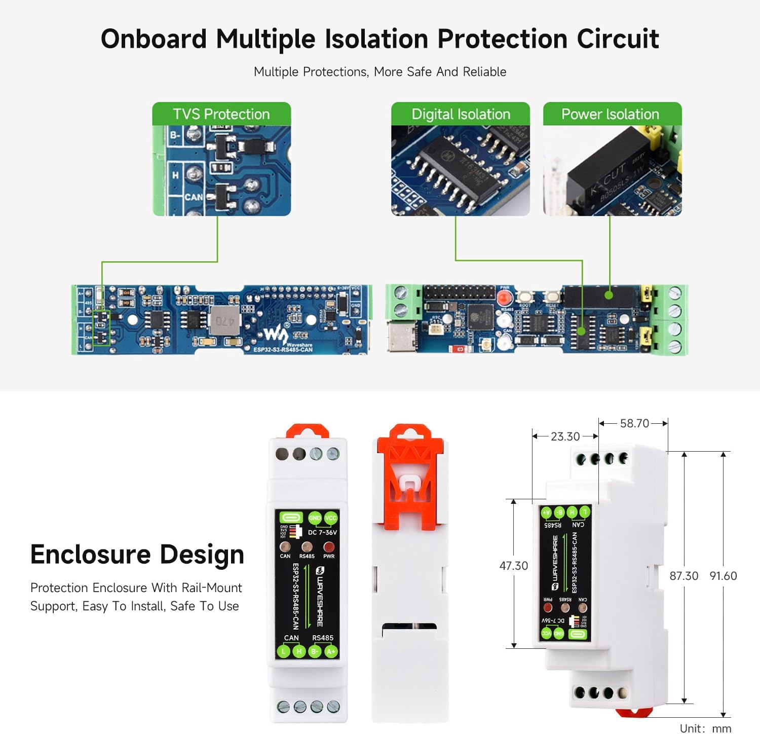 KLAYERS ESP32-S3 Industrial Communication Board, RS485/CAN/Wi-Fi/Bluetooth, Multi-Interface Protection, Arduino-Compatible for AIoT​