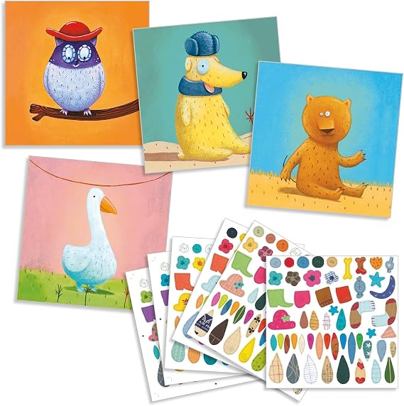 DJECO Create Animals Sticker Kit, Multicolor