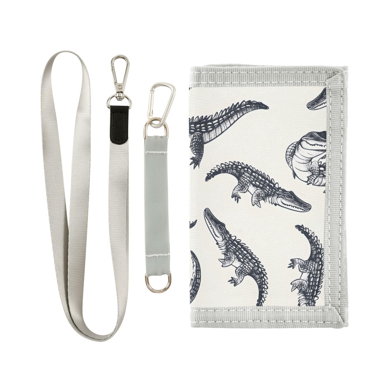 zyrtty Kids Wallets for Boys Girls Ages 4-18 Trifold, Crocodile Pattern Black Beige Wallet with Zippered Coin Pocket and Card Holders, Novelty Wallet for Childrens Birthday Gifts