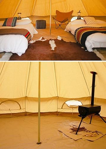 Miniatura 5 de Playdo Tienda de campaña de lona de algodón impermeable para 4 estaciones, con agujero para estufa, para acampar al aire libre, caza, senderismo,