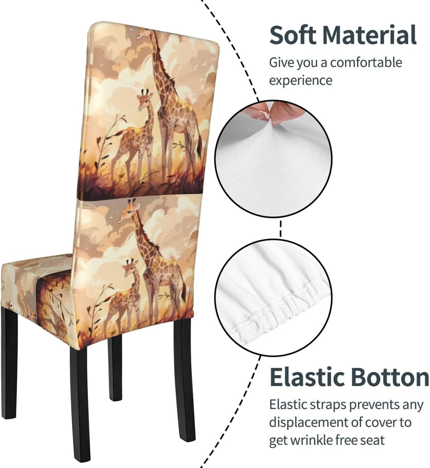 Stretchy Chair Slipcovers Giraffe Mother and Child Dining Chair Protector Cover Chair Seat Covers for Home Restaurant Party Dining Room