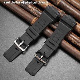 Replacement Band Compatible with Casio W-735H AEQ110BW AEQ110W AQS-800W AQ-S810W Men's Watch Strap Black Resin Wristband With Metal buckle