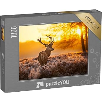 puzzleYOU Jigsaw Puzzle 1000 Piece Red Deer in the Morning Sun - from the Puzzle Collection Animals Nature Deer Animals in Forest & Mountains