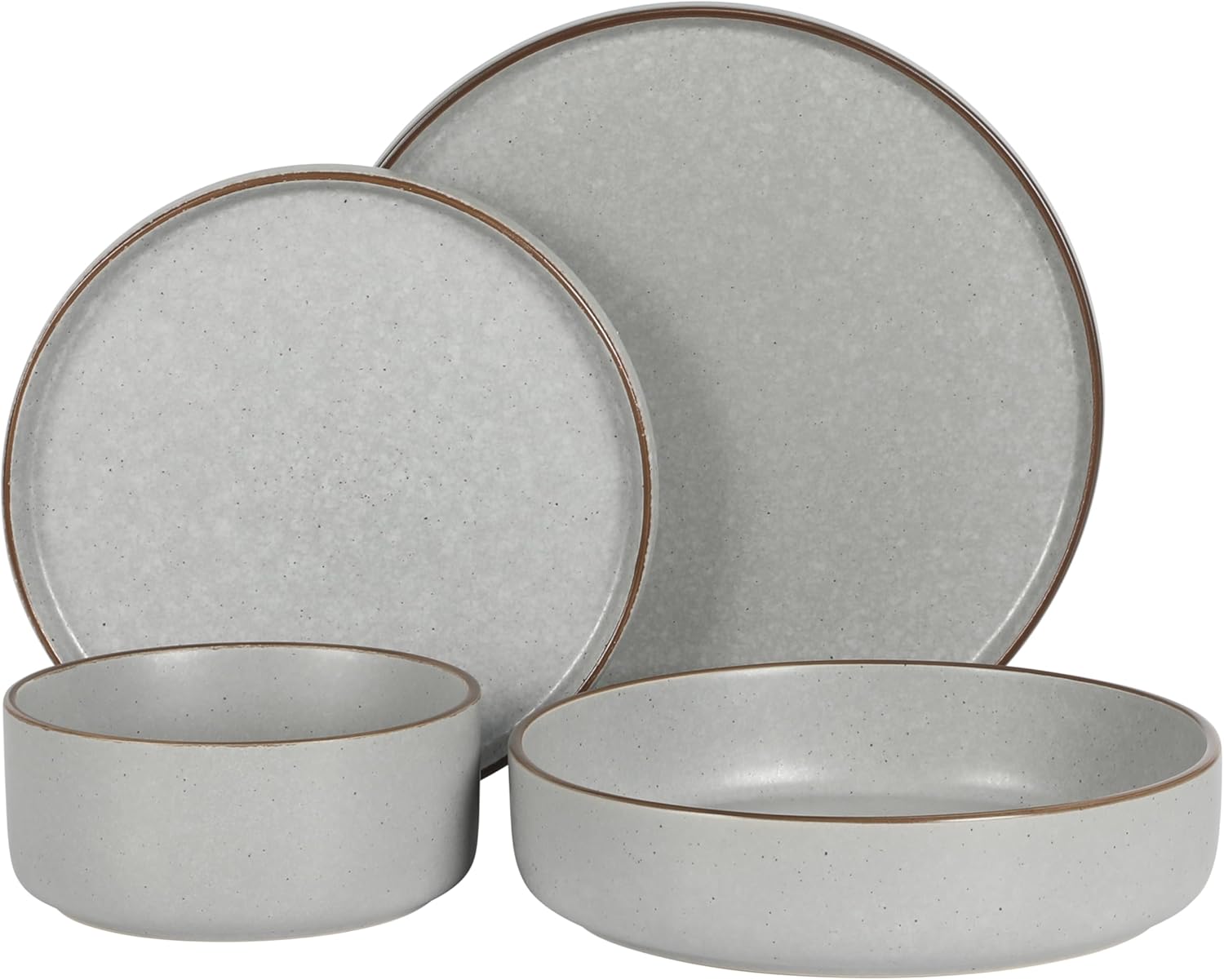 Gibson Elite Gelston Stoneware Matte Reactive Glaze 16 Piece (Service for 4) Plates and Bowl Dinnerware Set - Grey - Image 5