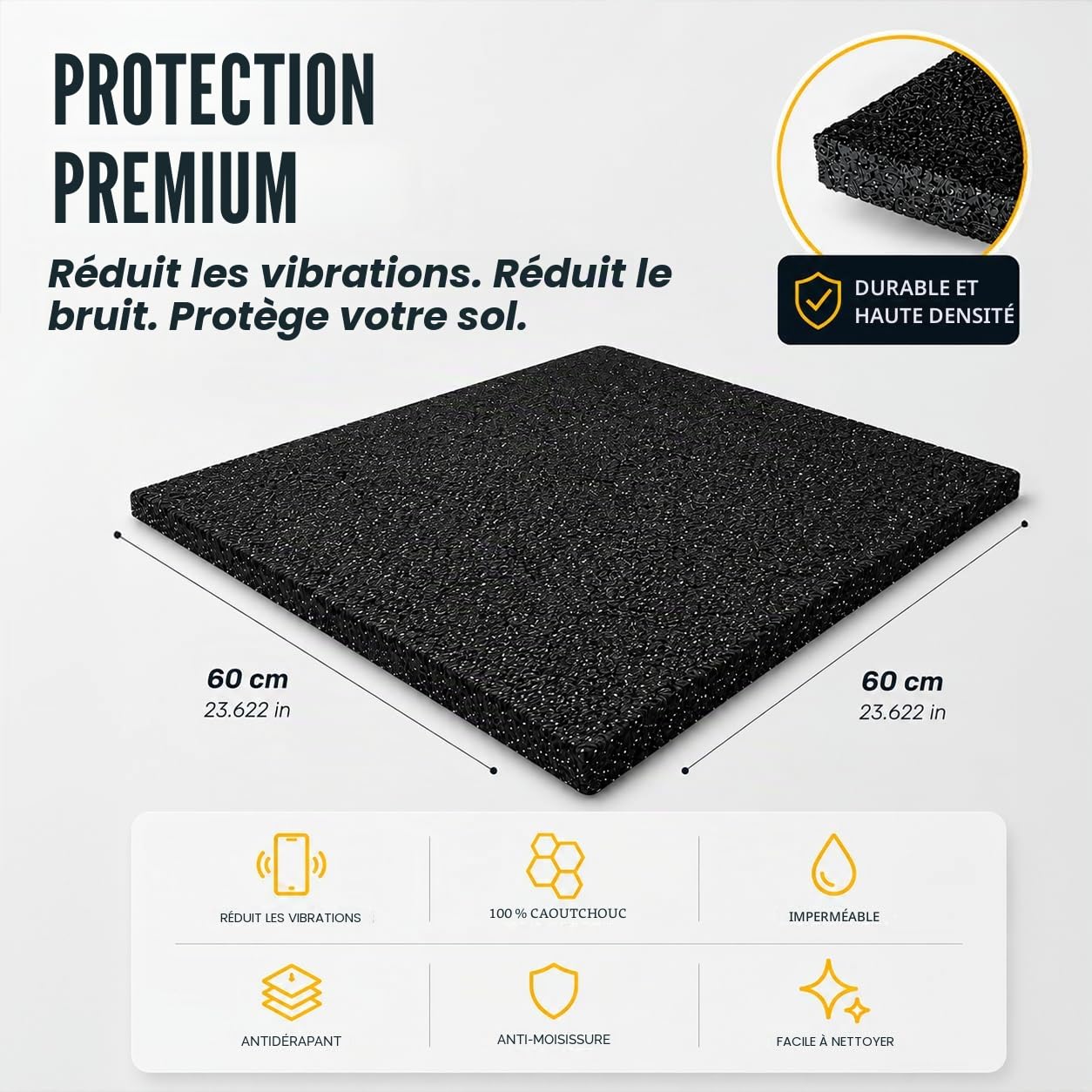 Mario 10 Tapis Anti-Vibration pour Machine à Laver 60 x 60 cm 60x60x1.5 Noir
