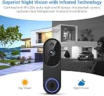 1080p Wireless Doorbell Camera Without Receiver, AI Human Detection, 2-Way Audio, Night Vision, Cloud Storage (Sold Separately), Real-Time Alerts, Battery-Powered, 2.4Ghz Wi-Fi Olny (Black)