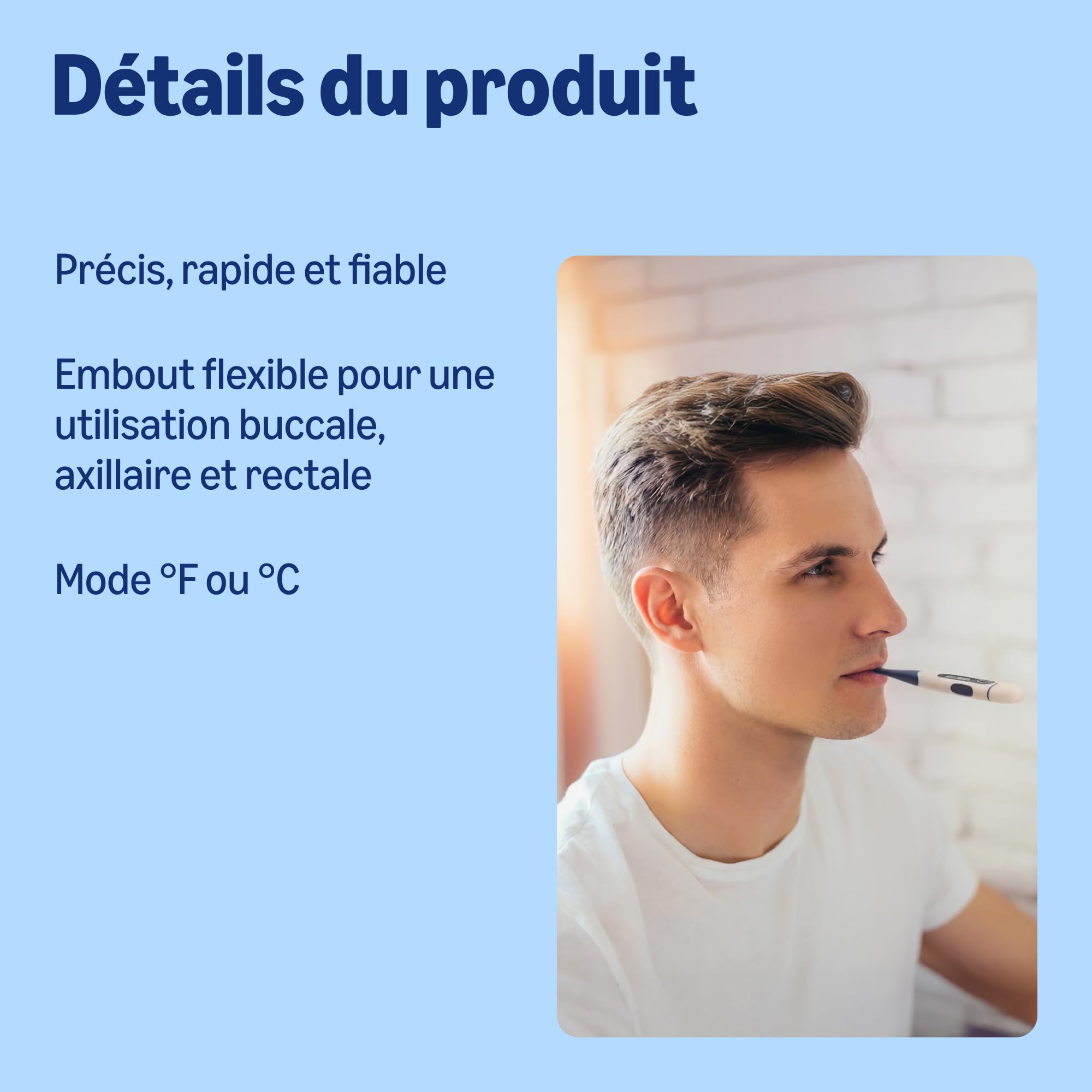 Healthcare By Amazon - Thermomètre numérique, Bleu (Anciennement une marque Amazon Basic Care, même produit) - L'emballage peut différer