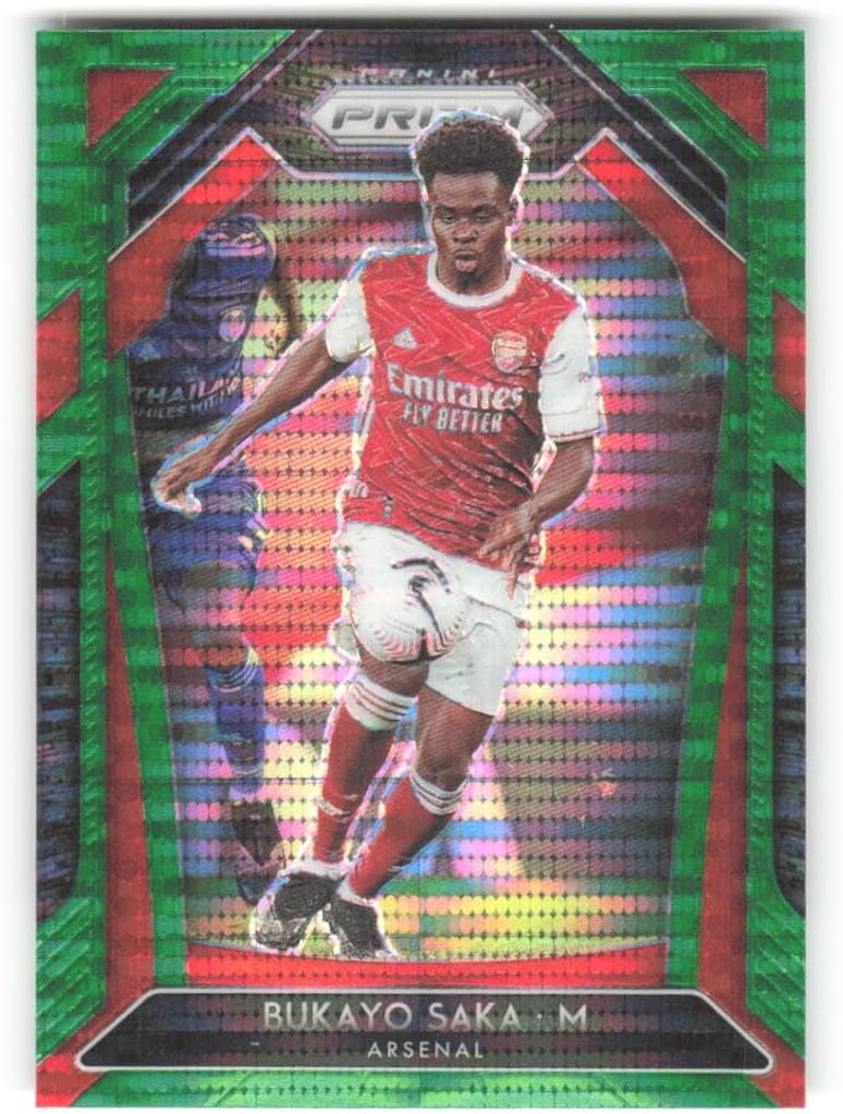 2020-21 Panini Prizm Premier League Green Pulsar Prizm #40 Bukayo Saka Arsenal Soccer Trading Card