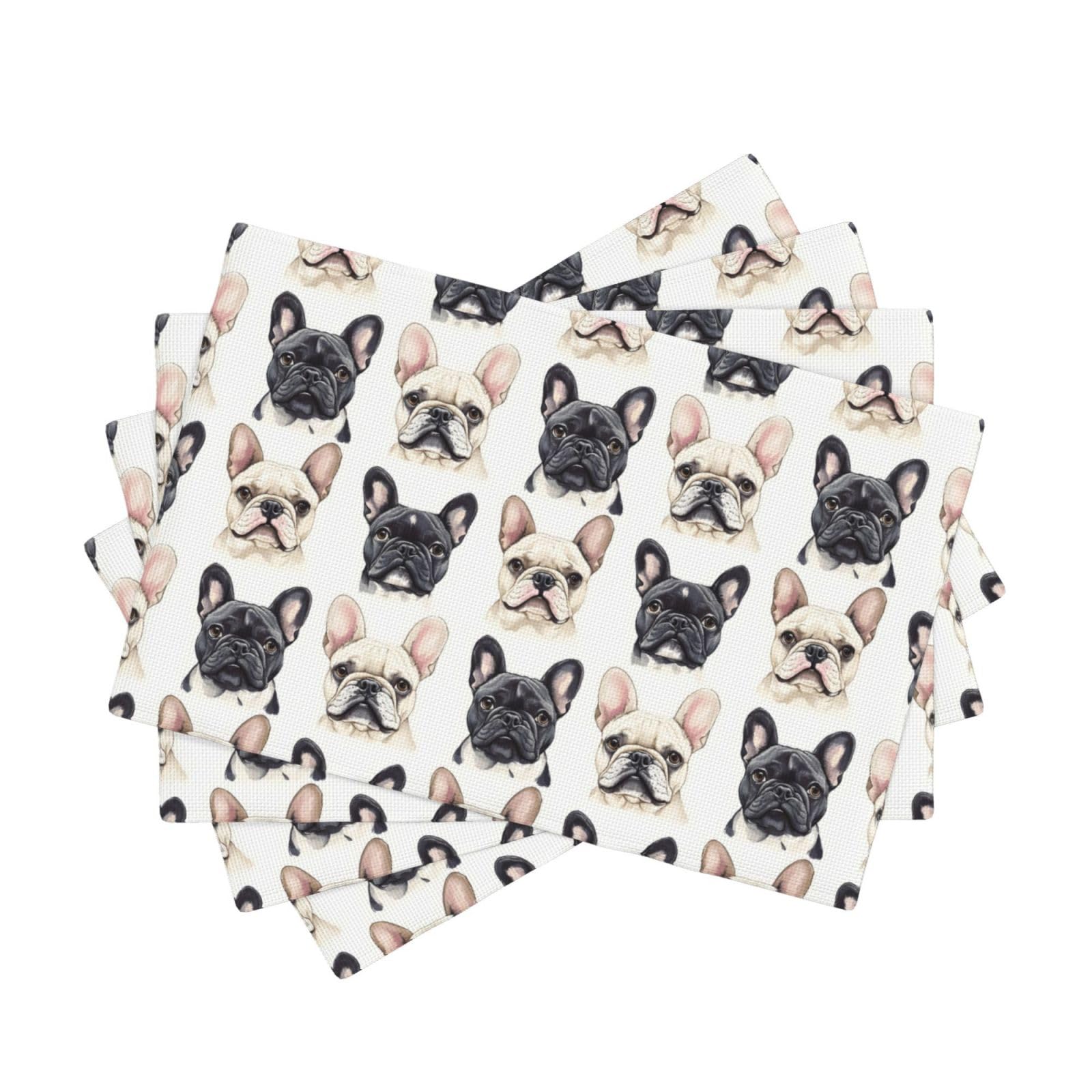 Set de table bouledogue français pour décoration de fête et repas conviviaux en famille