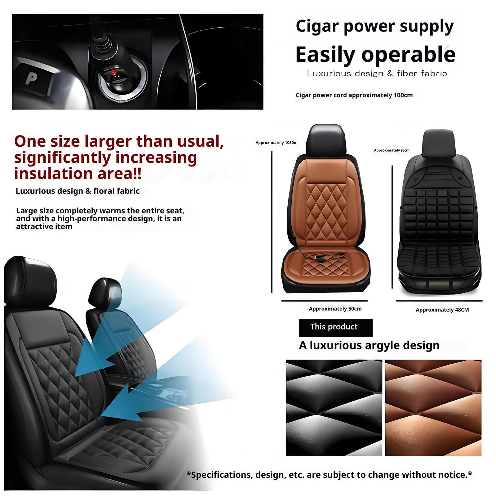 Regalo Ideal para Conductor Asiento Coche Alfombrilla Térmica con Calefacción Rápida para Invierno,Black-threepiece