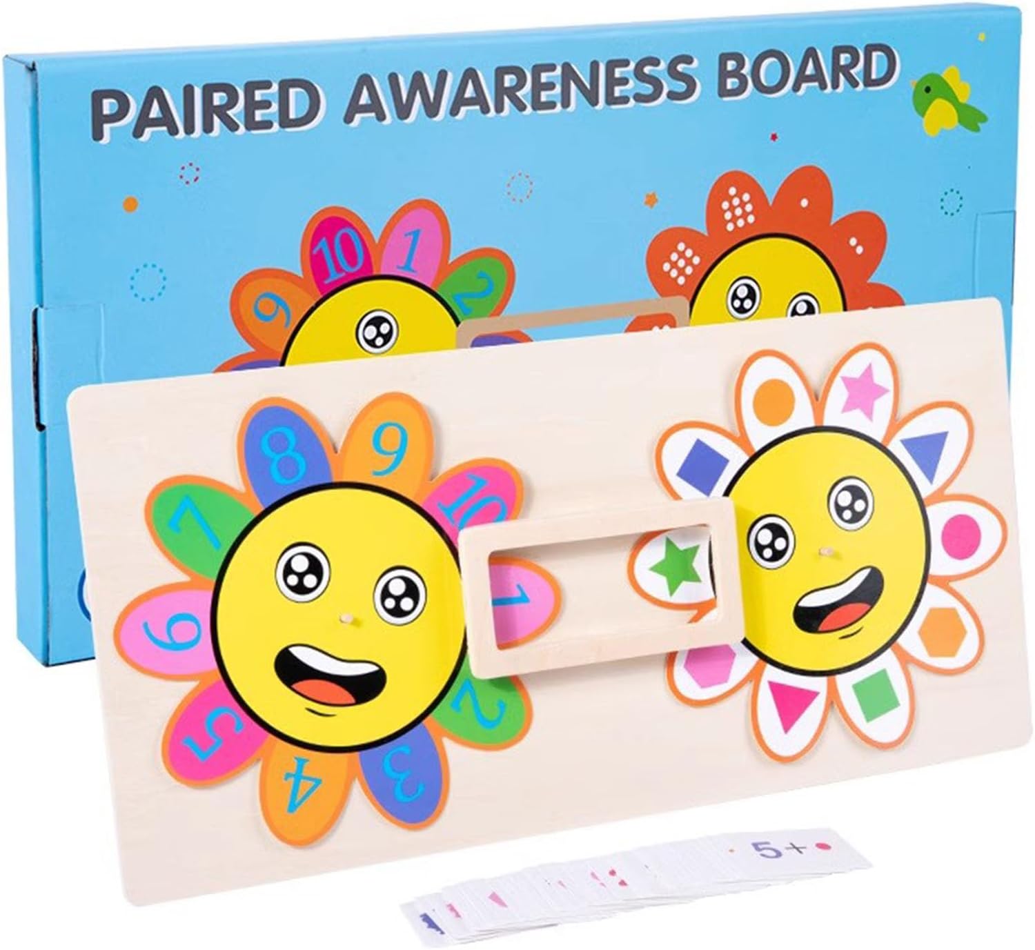Montessori Wooden Digital Cognitive Board, Shape Color Matching Cognitive Board,Sunflower b