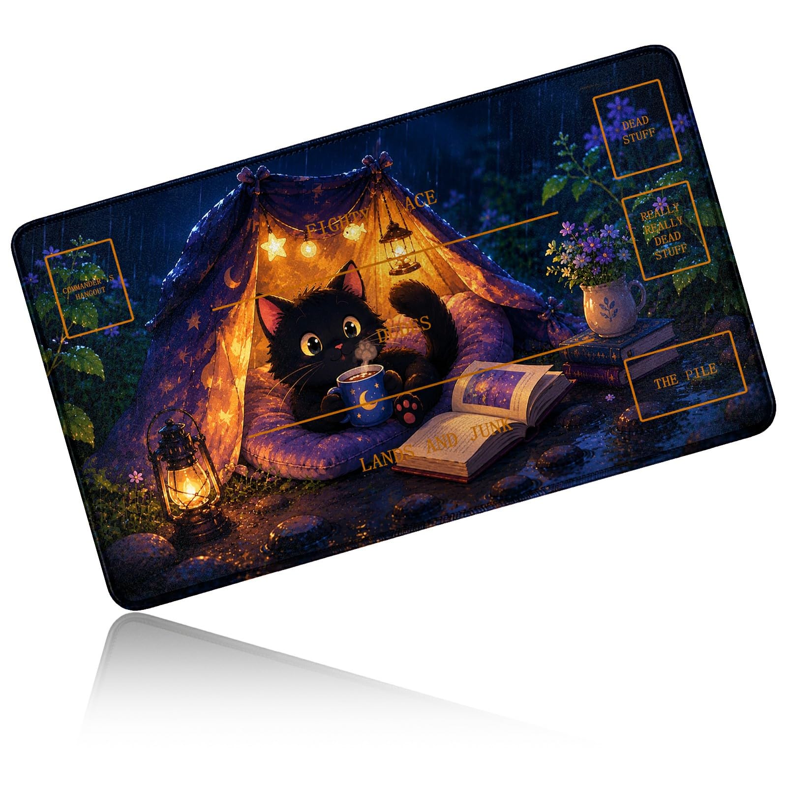 Dikoer for MTG/TCG Playmat w/Zones Commander Deck Gaming Mat, Tent Cat — image 1