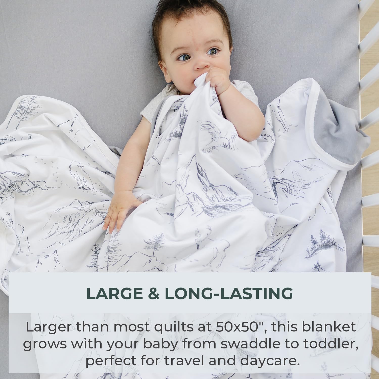 Pobibaby Manta premium de 3 capas para bebés y niños pequeños, mezcla de algodón ultrasuave, mantas transpirables para niños y niñas, manta suave de 50 x 50 pulgadas, diseño neutro (explorar