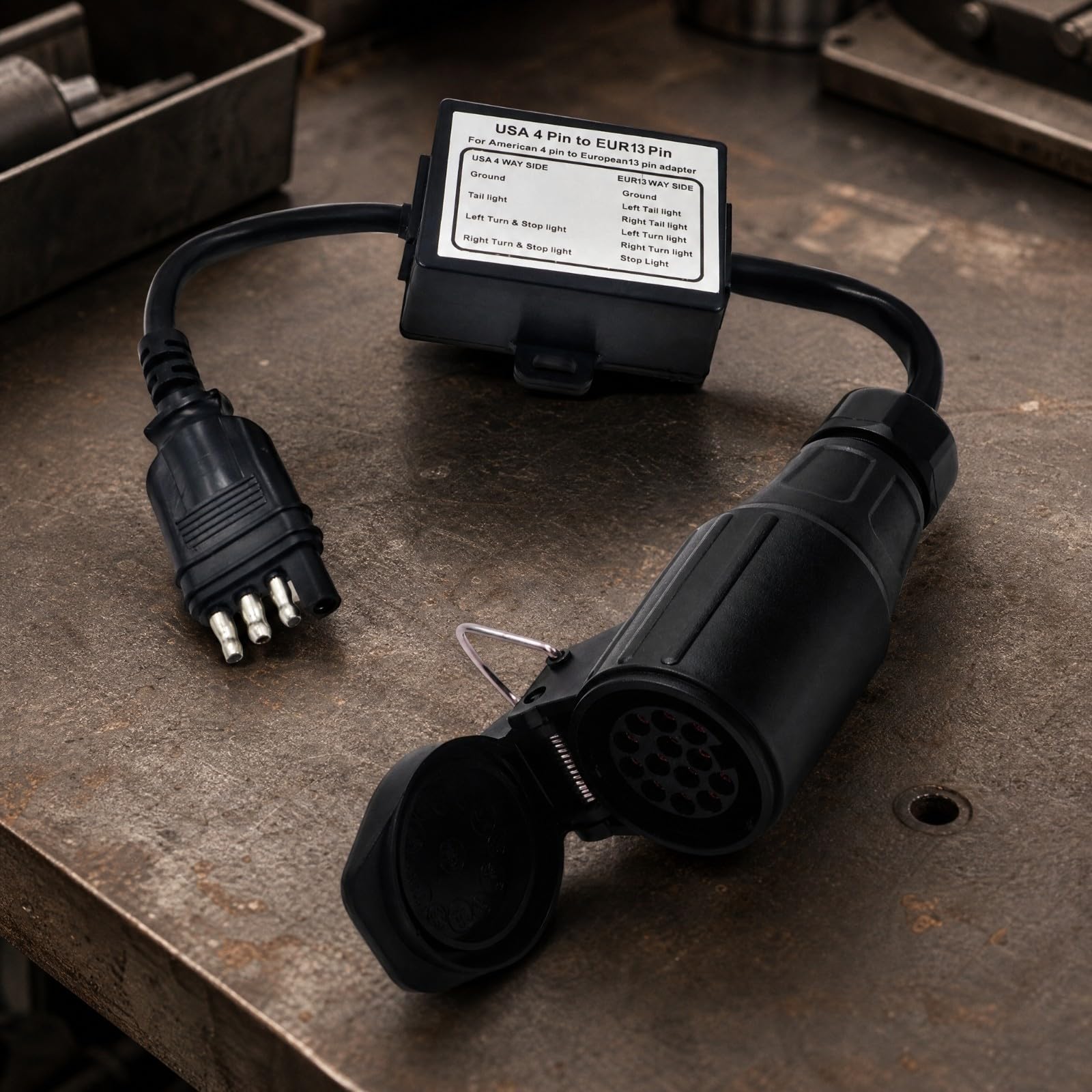 Adaptador Remolque con Tapa Antipolvo | resguardado Polvo, Plug and Play, Convertidor Señal Freno para Remolque, Caravanas