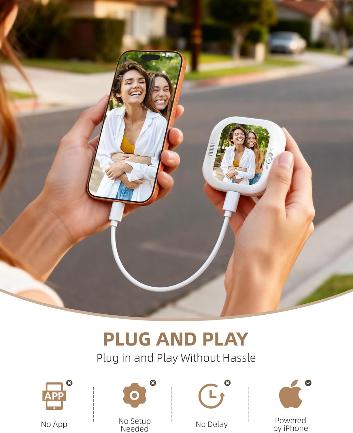 Plug-and-Play Vlog Selfie Monitor Screen for iPhone, Mini Phone Vlog Selfie Monitor Screen with Remote, Magnetic Selfie Screen for Rear Camera Selfies,Vlogging,Live,TikTok