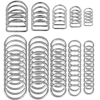 SENHAI 50 Pcs Assorted Sliver O Ring & 20 Pcs Multi-Purpose Metal D Ring for Hardware Craft Sewing Projects Handmade DIY Accessories