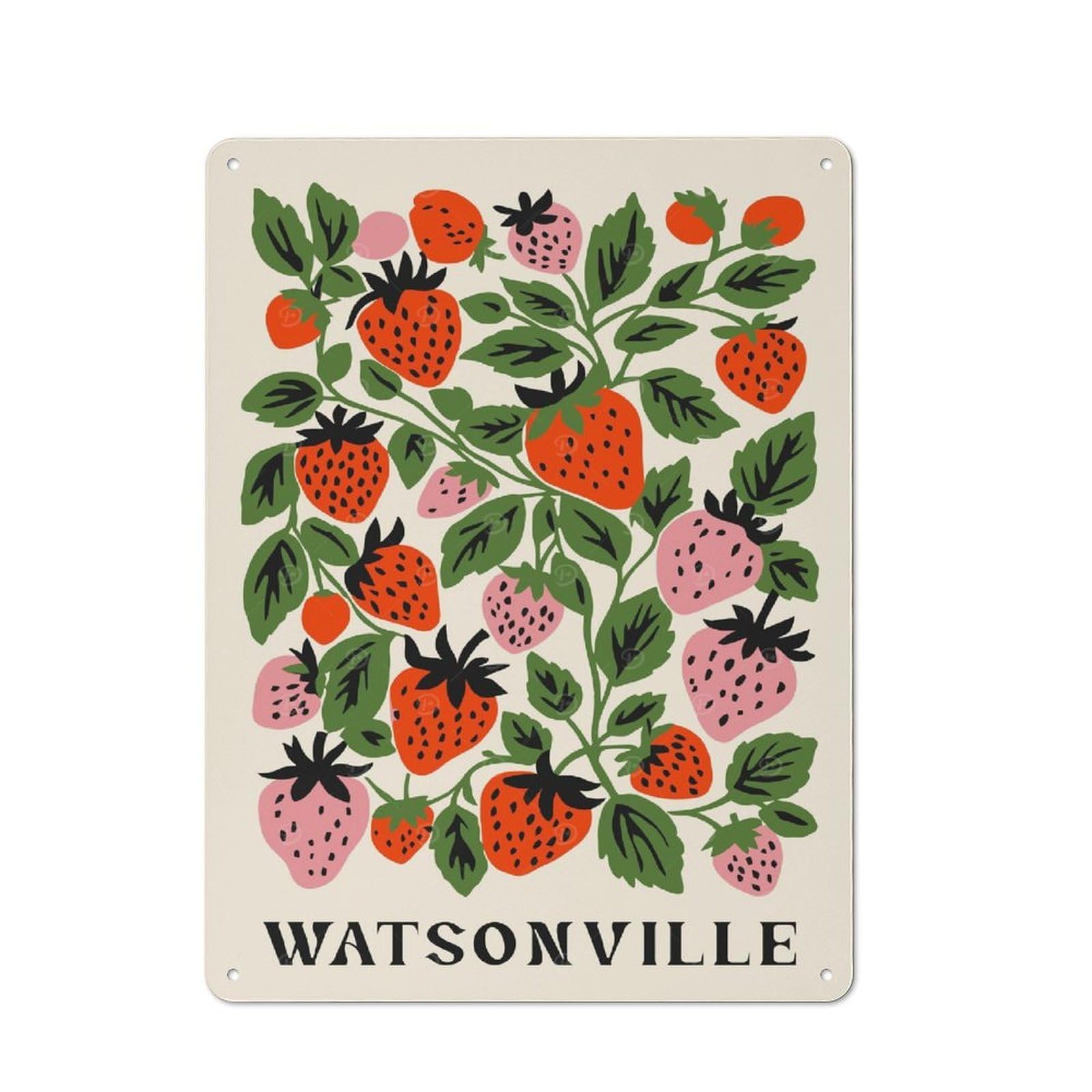 Classic Retro Strawberry Wall Art Metal Wall Plaque 40x30cm, Nostalgic Wall Art for Living Room, Hallway, Kitchen Or Cafe