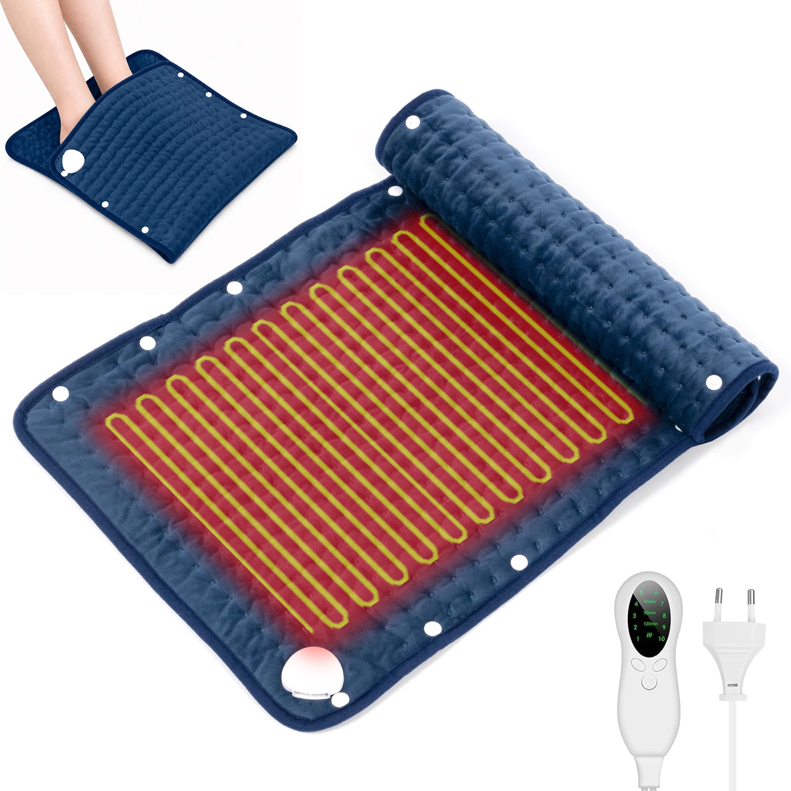 CYFIE 2 IN 1 Scaldapiedi e cuscino riscaldante elettrico 85x43 cm Riscaldamento rapido
