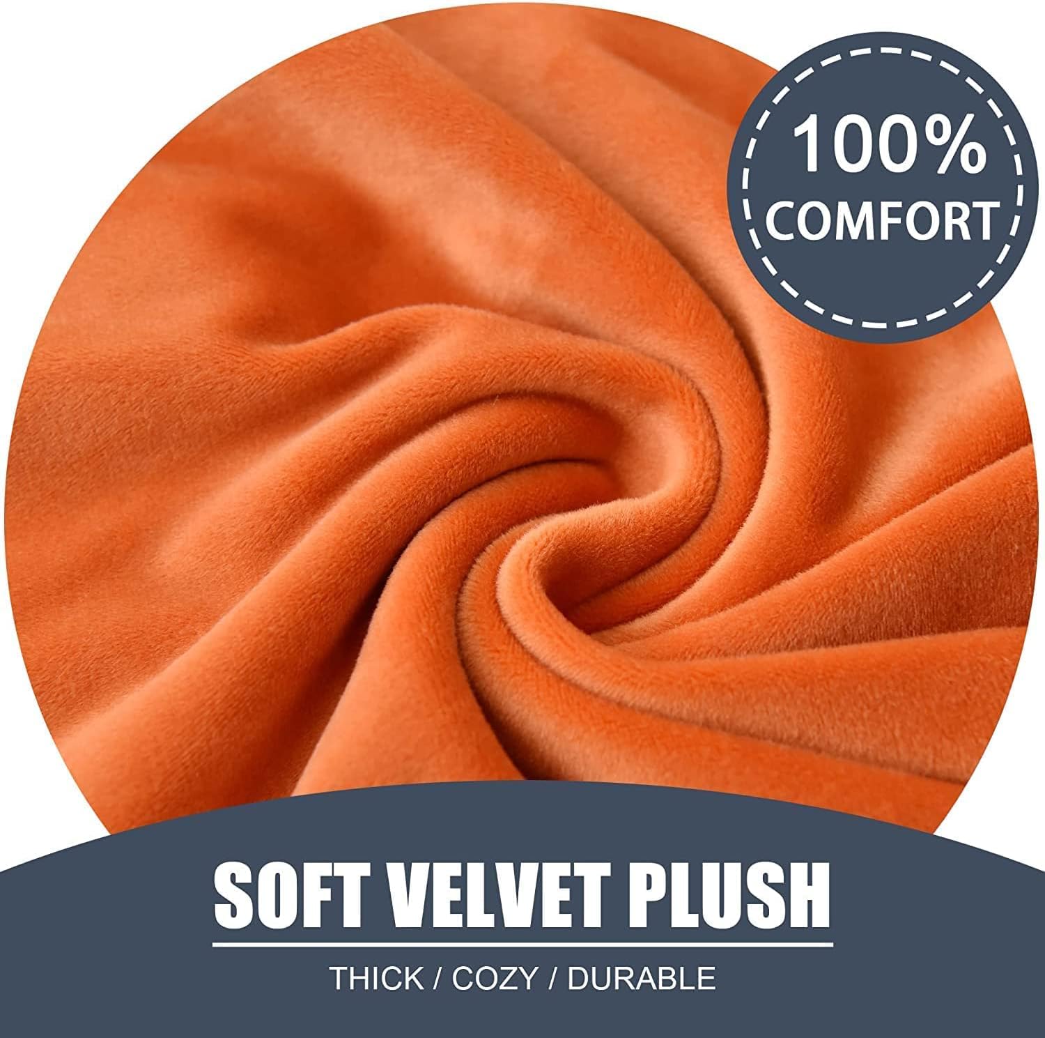 Stretch Velvet Recliner Sofa Cover with Elastic Bottom Anti Slip Slipcovers for 2 Seater Split Reclining Couch (Orange 6 Piece Set)