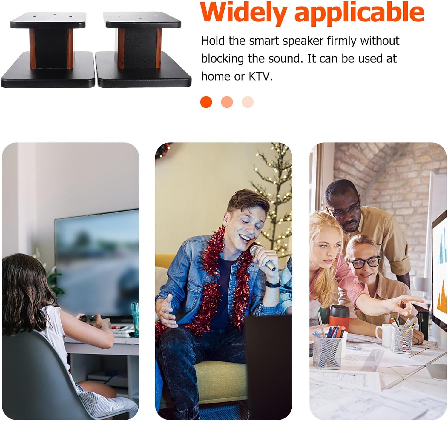 Floor-Standing Speaker Stand Pair 15cm Height Solid Wood Speaker Holder for Home Karaoke and Surround Sound for Audio Systems Random Color