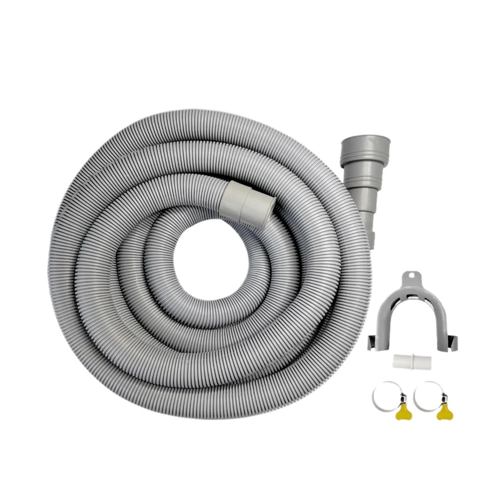 Ablaufschlauch-Set for Waschmaschine, Geschirrspüler, Wellpappe | Komplettes Ablaufschlauch-Set mit Wellrohr, Verlängerungsadapter und Klemme(Outlet Hose-5M)