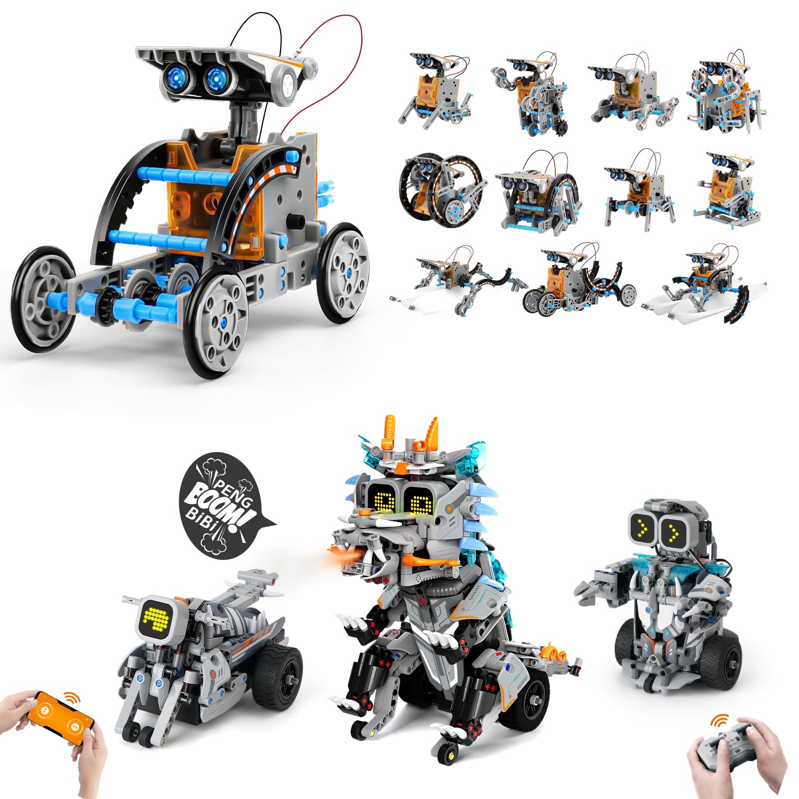 Sillbird Bundle - 2 Items: Sillbird STEM Solar Robot Building Toys, Remote & App-Controlled 3 in 1 Dragon Toys