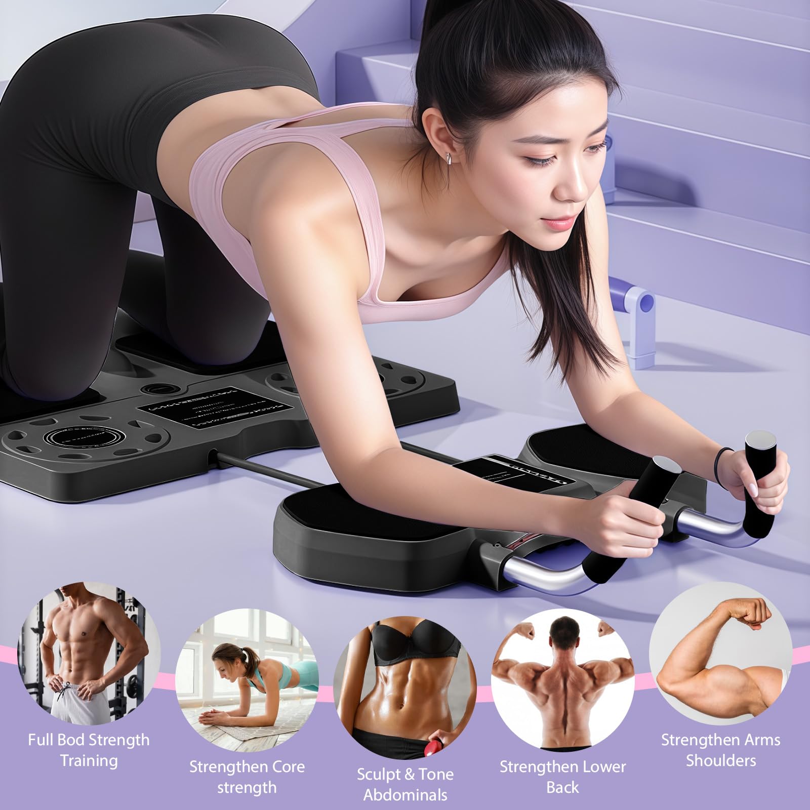Pilates Reformer Compact, 2025 Upgraded Pilates Board, 5 in 1 Multifunktionales Klappbares Tragbares Pilates Set / Bauchmuskelbrett für Zuhause Fitness