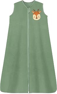 Chilsuessy Sommerschlafsack Baby Schlafsack Kleine Kinder Schlafanzug ohne Ärmel für Sommer und Frühling 100% Baumwolle, Grün Hirsch, 110/Baby Höhe 110-125cm