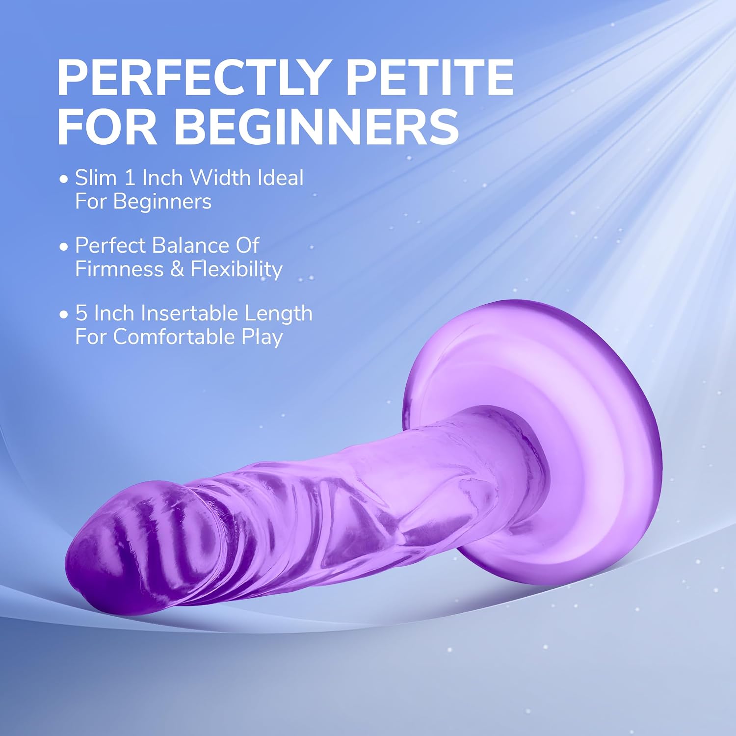Eden 5.75 Inch Realistic Small Dildo with Powerful Suction Cup - Anal Dildo for Beginners, Lifelike Feel Penis for G-Spot Stimulation & Pegging - Adult Sex Toy for Men Women Couples - Purple