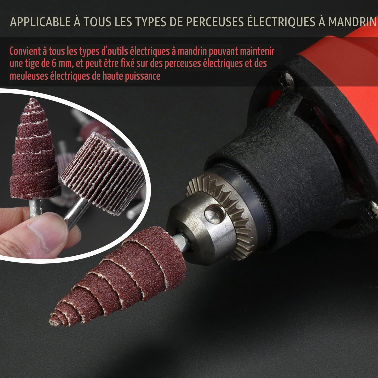 20 Pcs Roue à Lamelles,Polissoir à Lamelles 10 Tailles,80 Grains Abrasif Roue de Polissage,Jeu de Meuleuses à Lamelles pour Outils Rotatifs Dremel