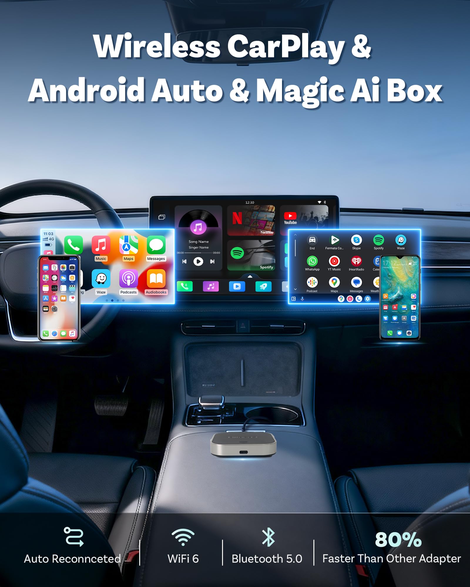Ottocast E2 OttoAibox 2026 Car Streaming Box, Android 13 Smart AI