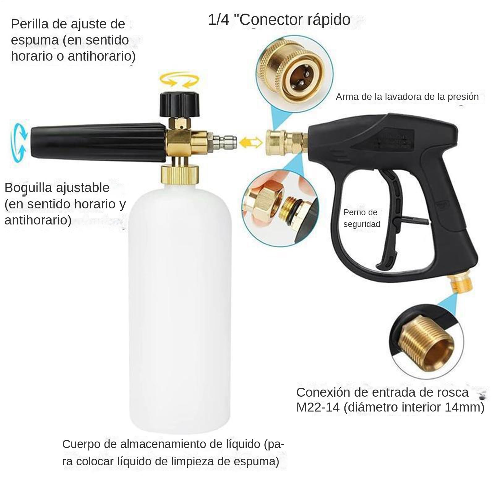 Lanza De Espuma Para Hidrolimpiadora Espumador Para Hidrolavadora Con