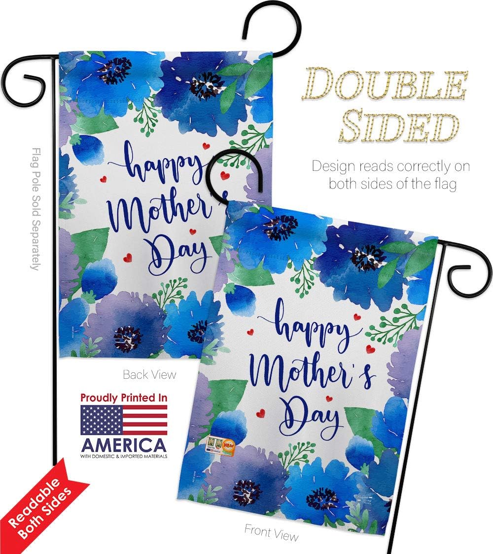 Royal Floral Mothers Day Garden Flag Set Wood Dowel Family Mother Mom Mama Grandma Love Flowers Parent Sibling Relatives Grandparent Small Gift Yard House Banner Double-Sided Made In USA 13 X 18.5