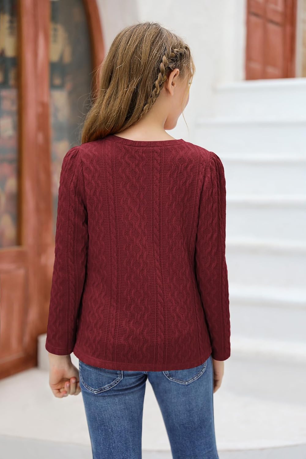 Ebifin Girls Sweaters Kids Long Sleeve Crewneck Fall Knit Tops Cute Pullover Jumper Shirts 5-14 Years - Image 4