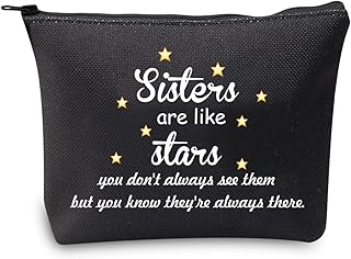 Sister Cosmetic Bag Sisters are Like Stars Makeup Bag Sister Gifts from Sisters You don't always See Them but You Know They're always there, Sisters Like Stars black, medium