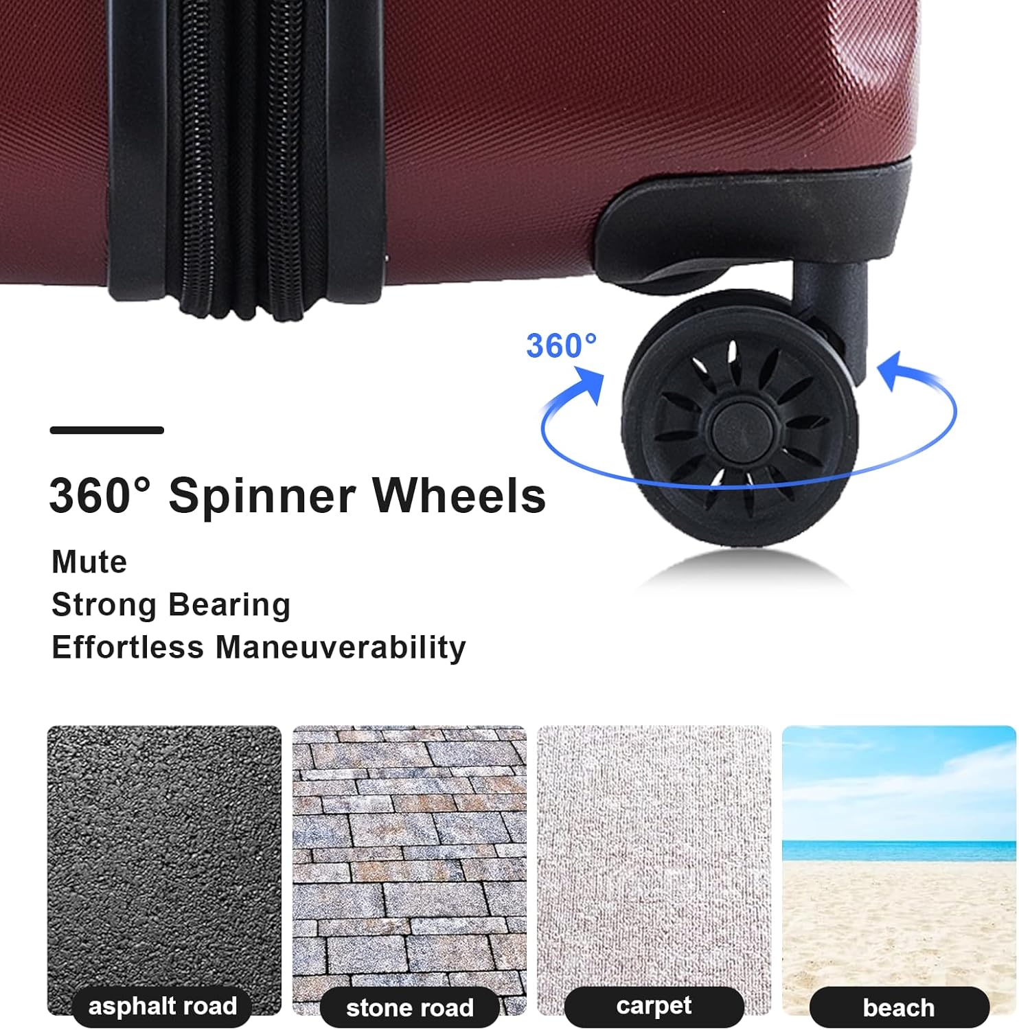 3 Piece Luggage Set, ABS PC Expandable Suitcases with Wheels, Lightweight Hardshell Luggage Sets Carry on Luggage with TSA Lock Red (20in 24in 28in)