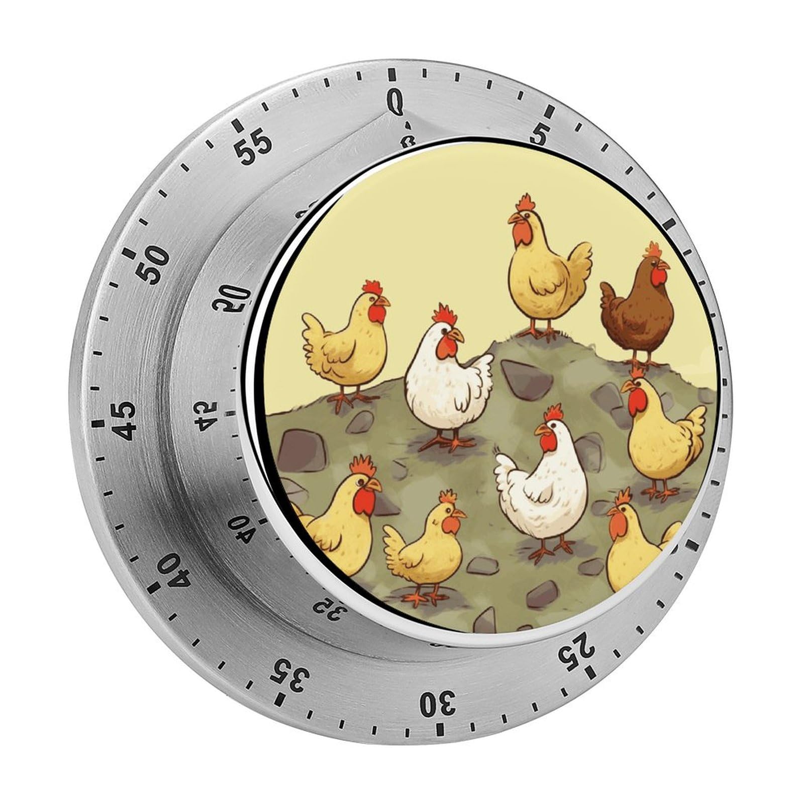 A Brood of Chickens Manual Countdown Timer with Magnetic Base Visual Mechanical Timer for Classroom Home Study and Cooking