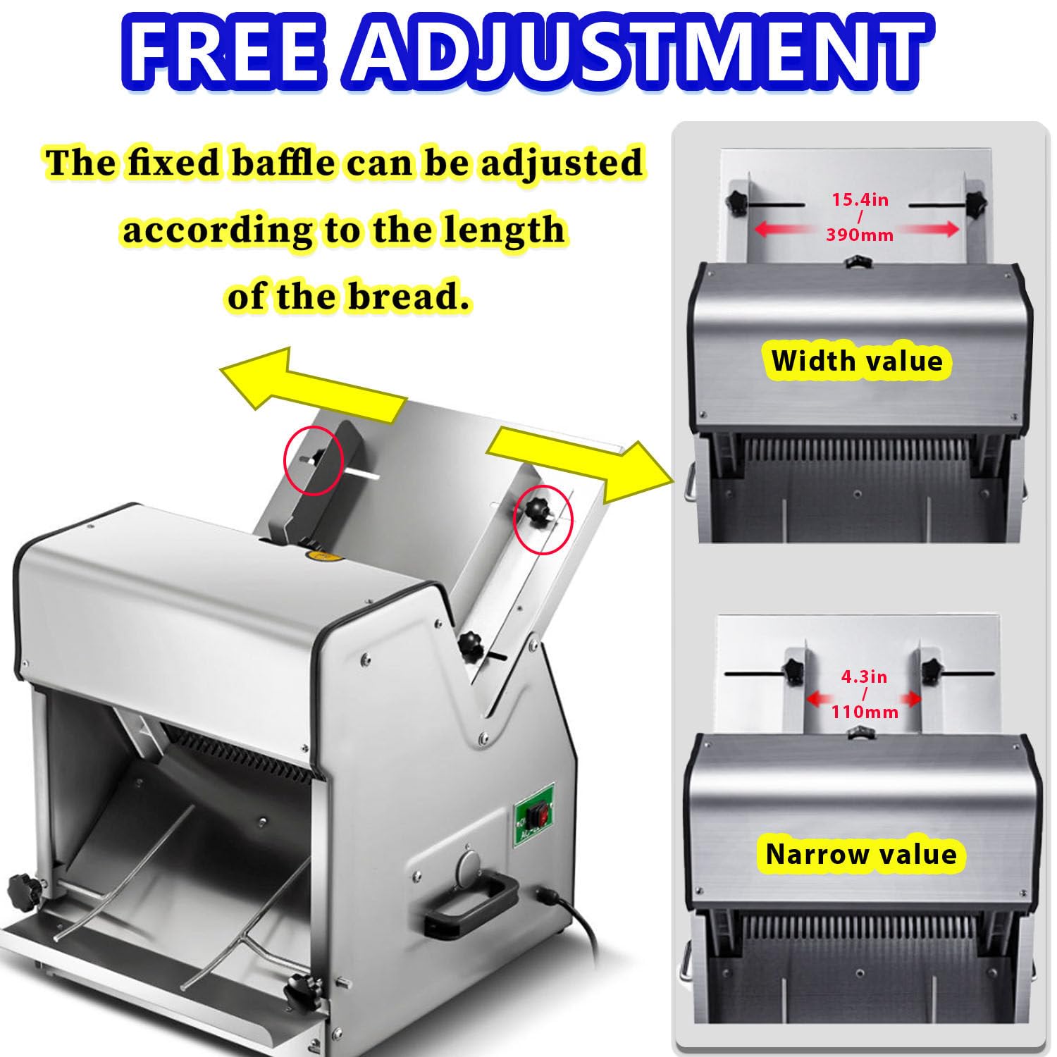 Affettatrice Professionale per Toast, affettatrice per Pane in Acciaio Inox, affettatrice per panetteria con Ingresso e Uscita Regolabili, per Uso Commerciale Quotidiano 220V