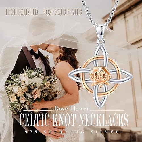 Vista 2 de OHAYOO Moonstone Necklace 925 Sterling Silver LayeredPandaCeltic CrossWitches KnotStar of DavidMustard Seed Necklace Moonstone Jewelry for Women