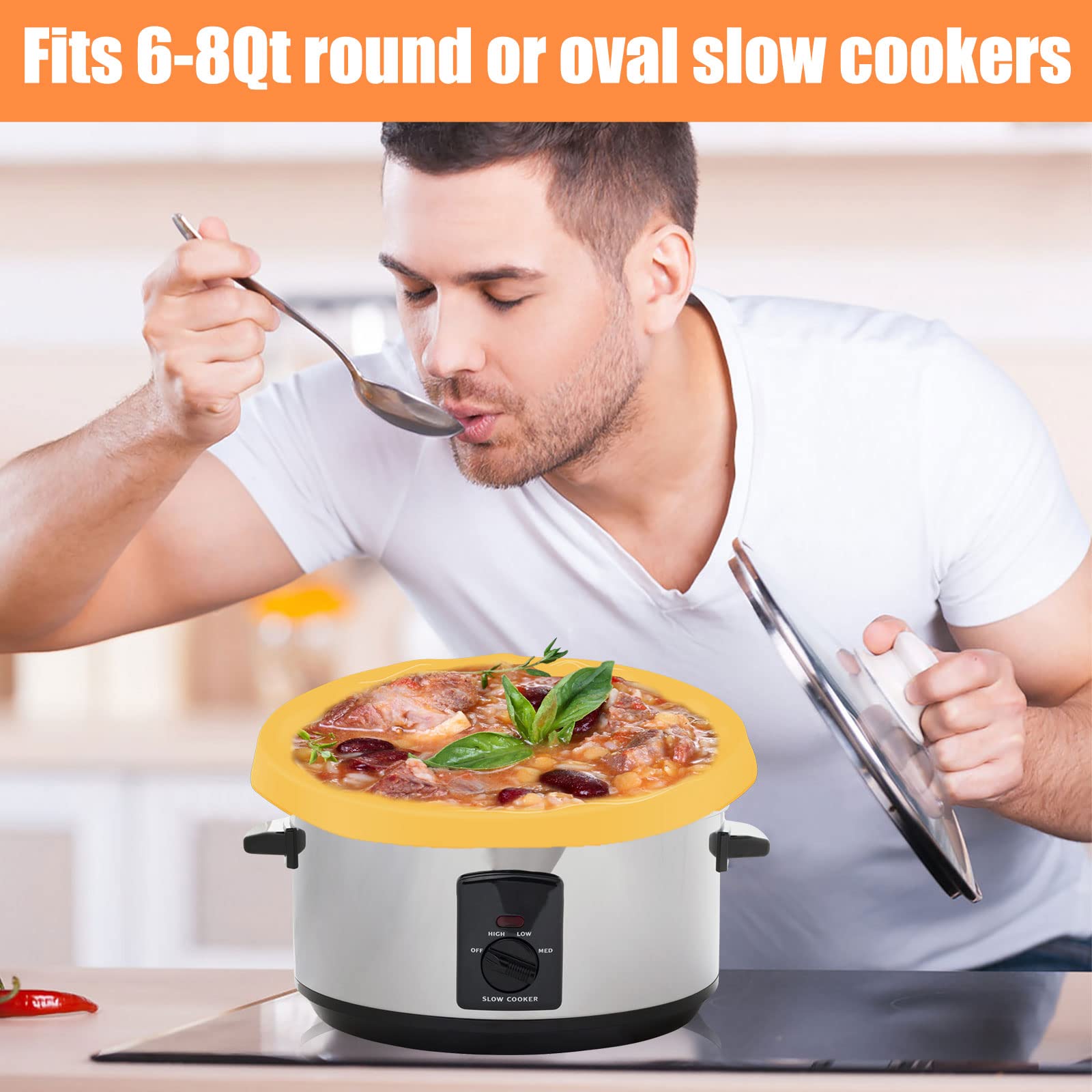 2 pezzi Silicone Slow Cooker Liner Riutilizzabile Silicone Slow Cooker Divider Barattolo Resistant Slow Cooker Insert Liner Lavastoviglie Safer Slow Cooker Accessori per la maggior parte dei