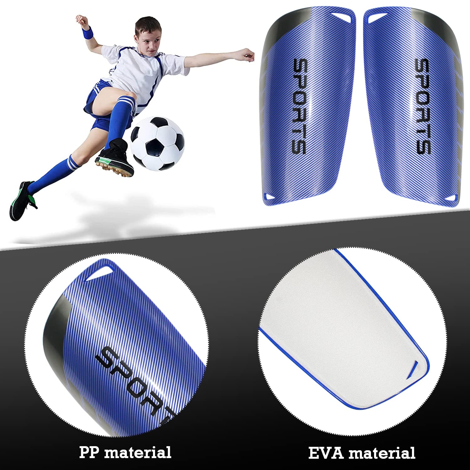 Protege Tibia Decathlon Protège-tibias Football Double Couche - Extérieur Plastique PP, Intérieur Mousse EVA - Pour Enfants, Ados, Adultes